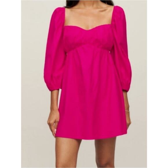 Reformation Dresses & Skirts - Reformation Farley Corvette Pink Babydoll Mini Dress Women’s Size 8 Ditsy